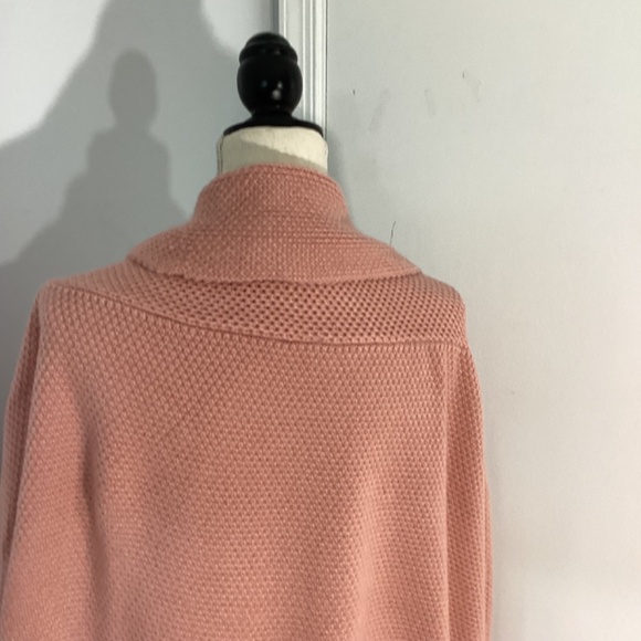 WOMAN REGULAR LARGE LIGHT PINK KNIT CARDIGAN OPEN FRONT COTTON BLEND CASUAL - Picture 4 of 10